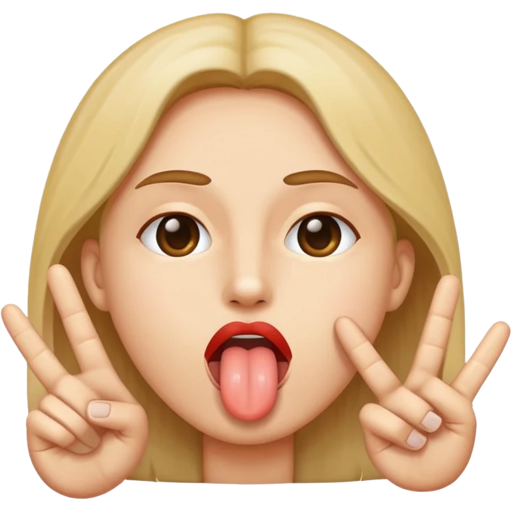 Tongue in between peace sign  emoji