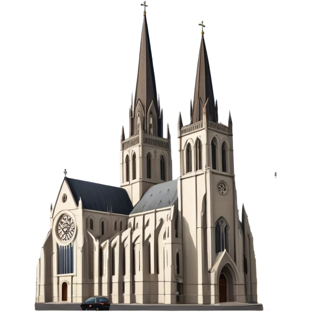 Cinematic Realistic St. Mary's Basilica Landmark Emoji, showcasing the iconic gothic church rendered with lifelike textures and soft, reverent lighting. emoji