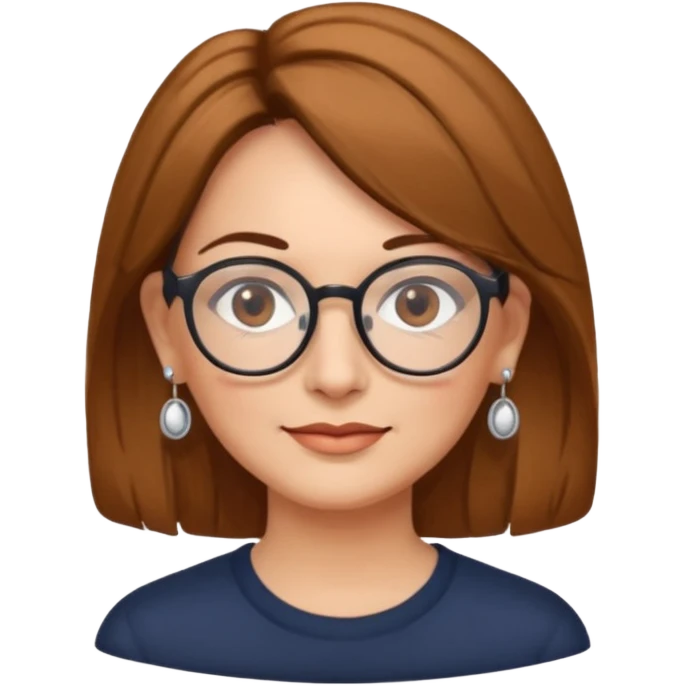 Women 50 years, brown eye and hair with glasses and rond earing emoji