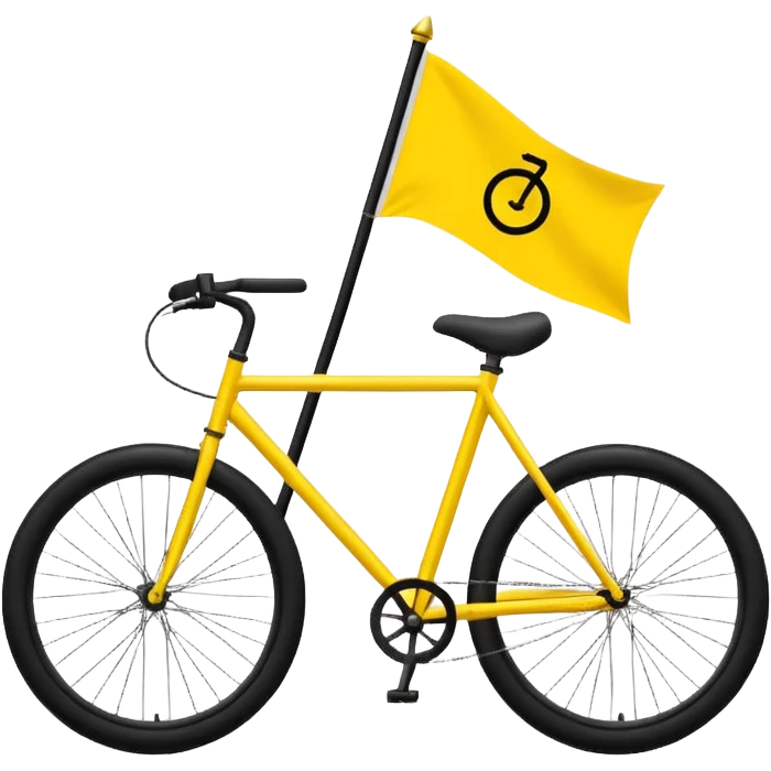 Create a Telugu Desam Party (TDP) flag emoji: bright solid yellow background, simple black bicycle icon in the center. Flat emoji style, bold colors, clean edges, no text, no gradients, no shadows. Square 1:1 ratio, transparent background, minimal and clear like a system emoji. emoji