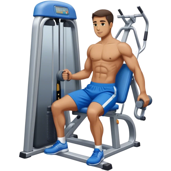 man with blue shorts exercising using side-deltoid-machine emoji