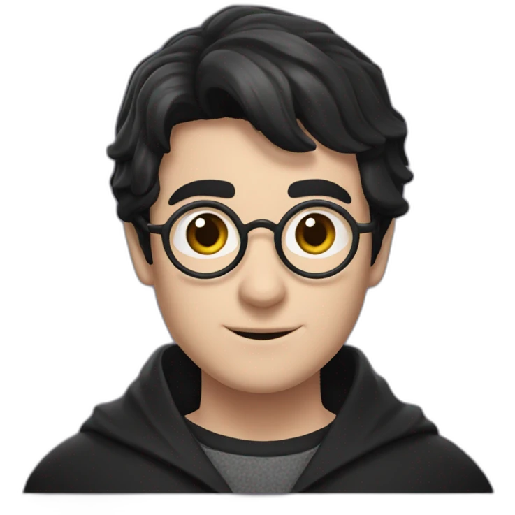 Harry potter with short black hair and is wizard chloses emoji