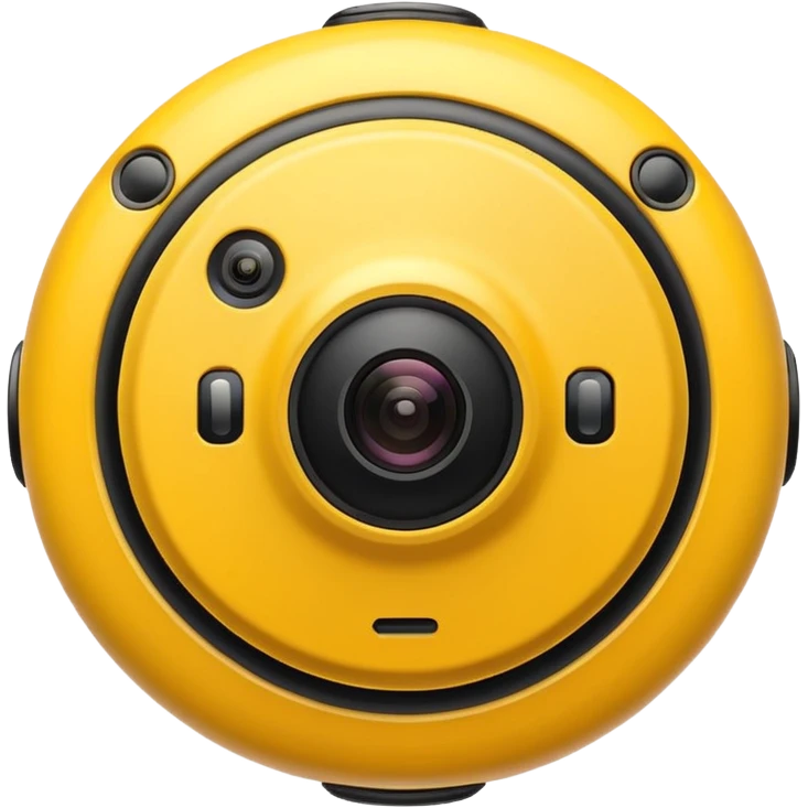 Insta360 camera emoji, top-down view, yellow and black, rounded shape emoji