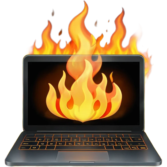 malwarebytes burning laptop emoji