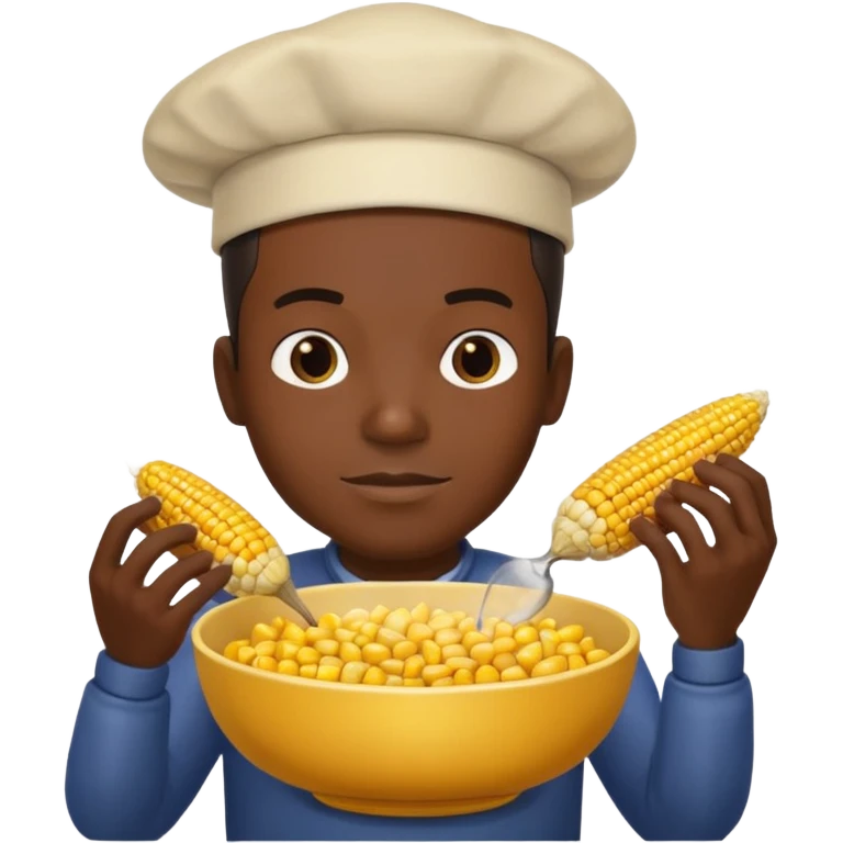 BLACK MAN HOLDING AN COOK CORN BOWL emoji