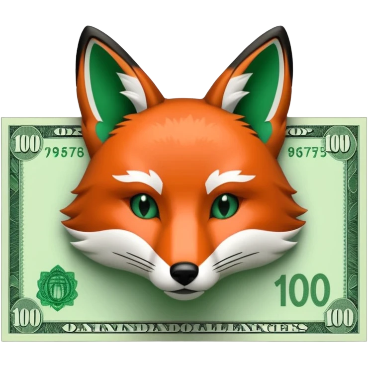 make 100 dollar bill with a fox head silhouette  emoji