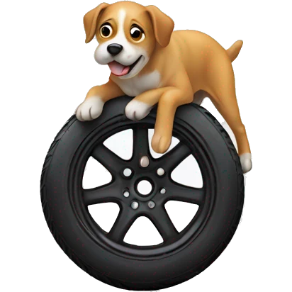 Dog airing up a tire emoji