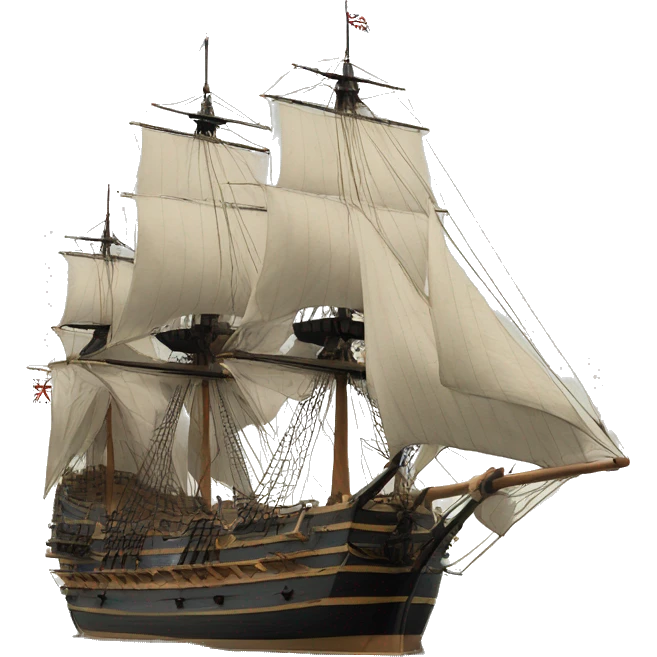 photorealistic england frigate  XVII 
century emoji
