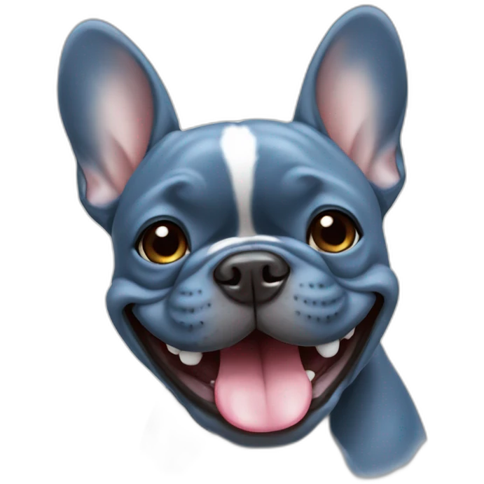 solid blue French Bulldog smiling emoji