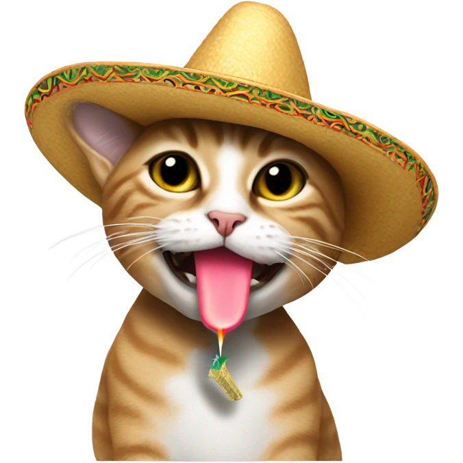 Cat wearing a sombrero smoking a cigarette  emoji