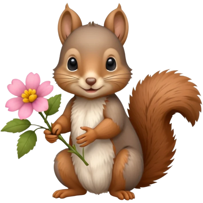 baby squirrel hold a flower emoji