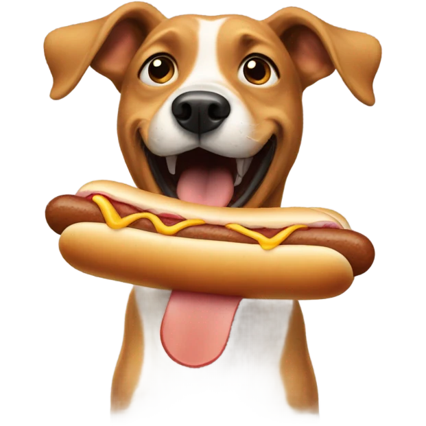 Dog eating a hot dog emoji