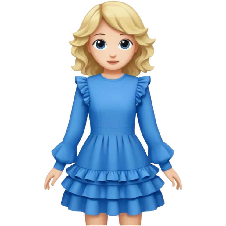 long sleeve blue dress with ruffles emoji