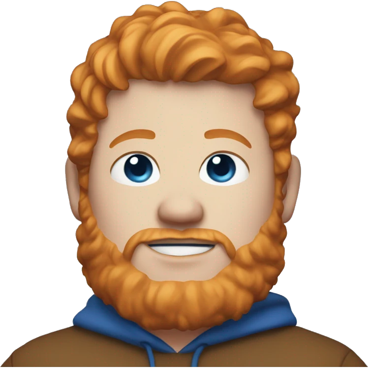 fat, ginger streamer named caseoh wearing a blue hoodie emoji with blue pupils emoji
