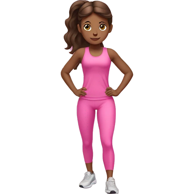 girl with brunette hair working out in pink outfit emoji