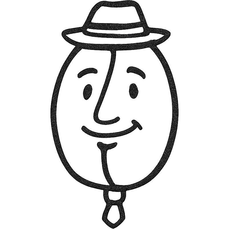 A coffee bean with a face, anthropomorphized to look like a man emoji