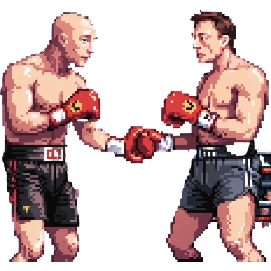 Jeff Bezos and Elon Musk in a boxing ring emoji