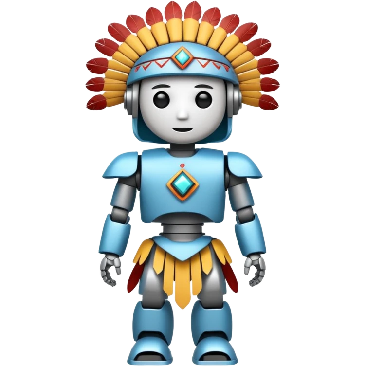 Full Robotic figure wearing native American regalia emoji