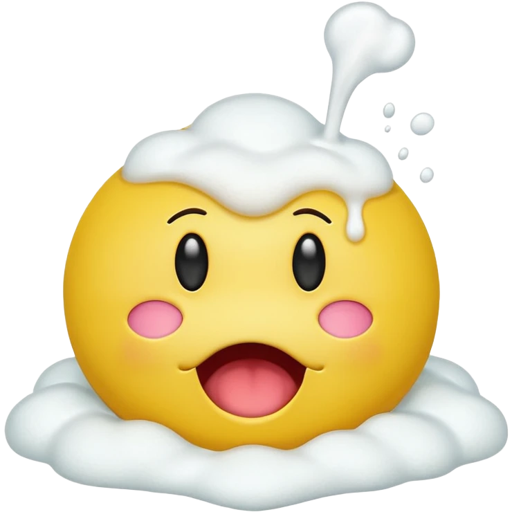 yellow smiley face with eyes up and mouth open, Vomiting white foam emoji