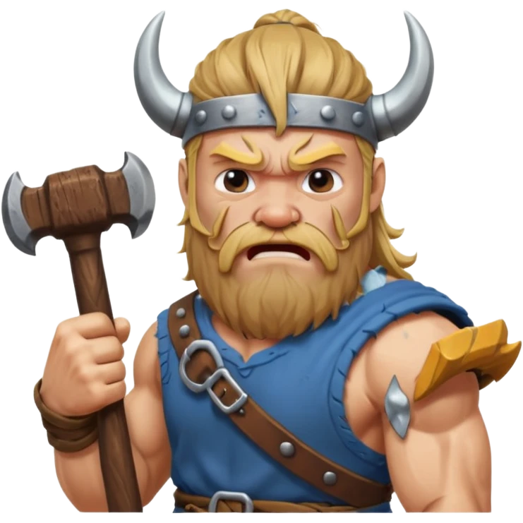 Viking crying, hammer emoji