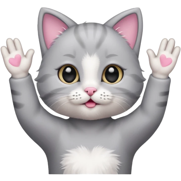 Gray baby girl kitten with arms up  emoji