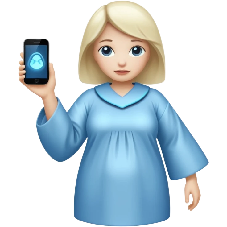 an AI agent, futuristic, digital, glowing, frumpy, muumuu emoji
