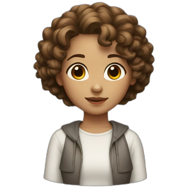 Girl with short curly brown hair emoji