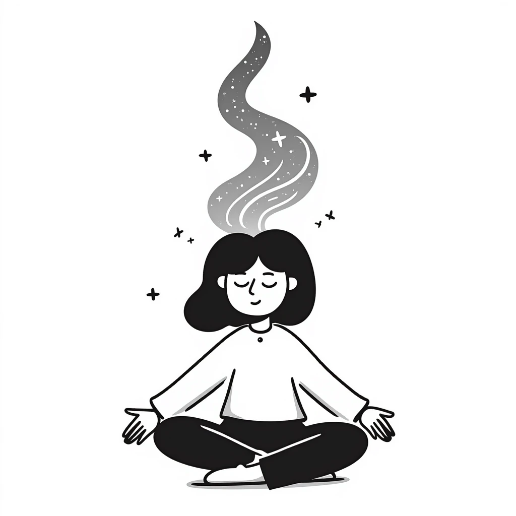 Person meditating with their spirit rising and merging with cosmic energy, spiritual ascension emoji