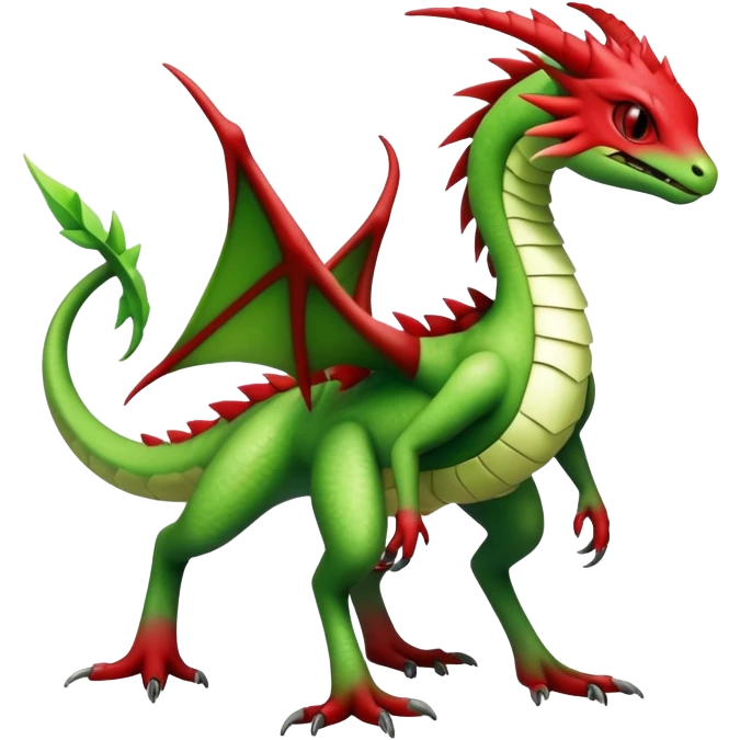 Cool Edgy Green Red ethereal badass punky Fionbri-Vernid-Trico-Flygon-animal-creature full body emoji