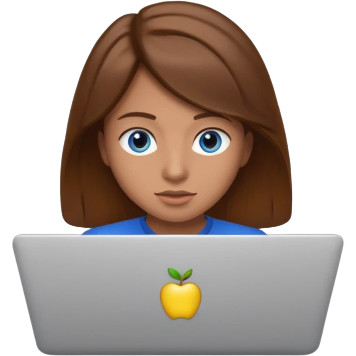 crazy student with laptop, wild hair, wide eyes, apple style emoji emoji
