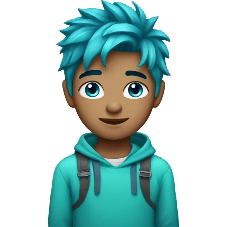 turquoise hair boy with blue eyes  emoji