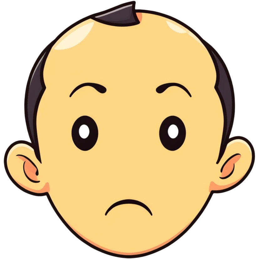 Man with an exaggerated huge forehead, funny character, male face emoji