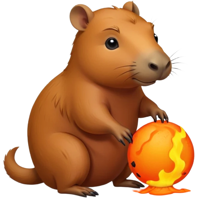 Capybara getting his head lava toy emoji