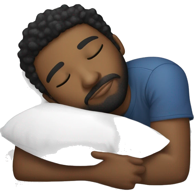 Very attractive black younger man with beard  sleeping on worlds most plush and nice white pillow on his side emoji