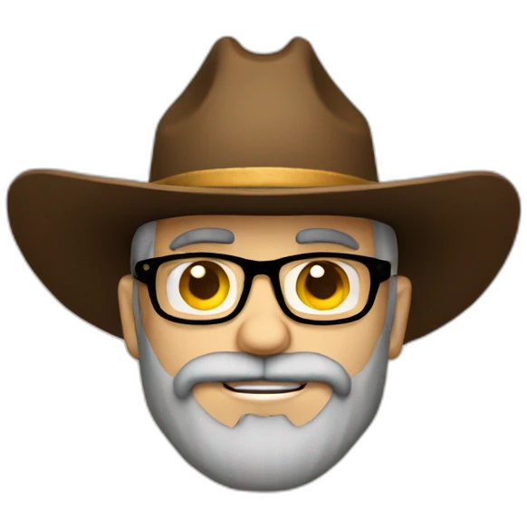 Bearded guy with glasses and cowboy hat sheriff emoji