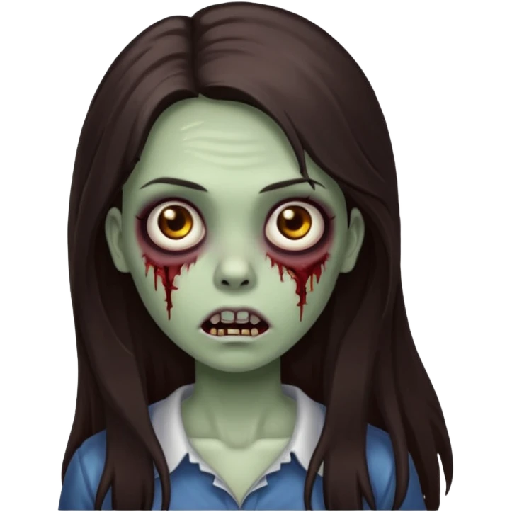 Zombie girl with a long dark brown hair emoji