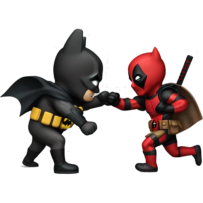 Deadpool and batman fighting emoji