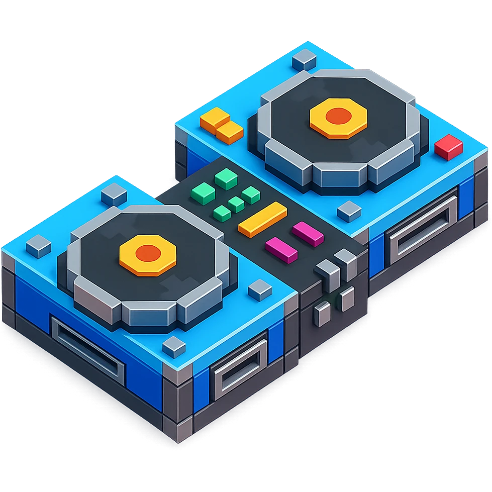 DJ turntables with a futuristic look and metallic accents emoji