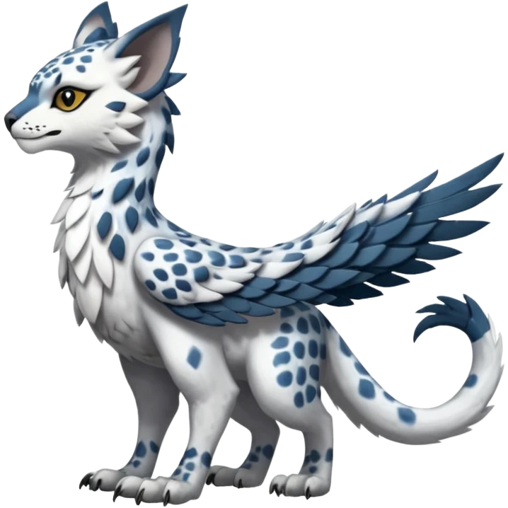 Trico-Snow-Leopard-Gryphon-Latias-Nargacuga-Silvally-fusion-creature (full body) emoji