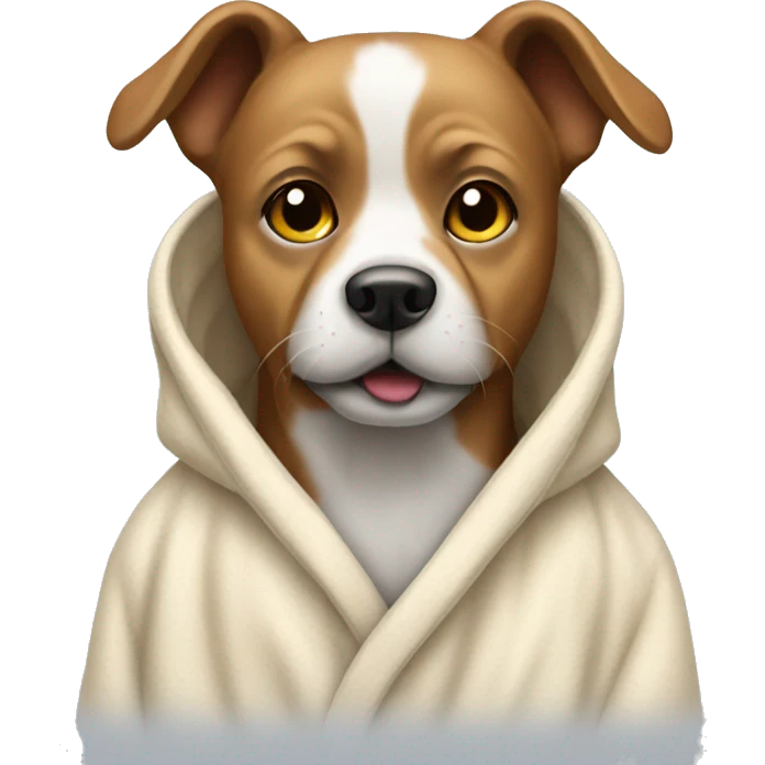Dog wearing bath robe emoji