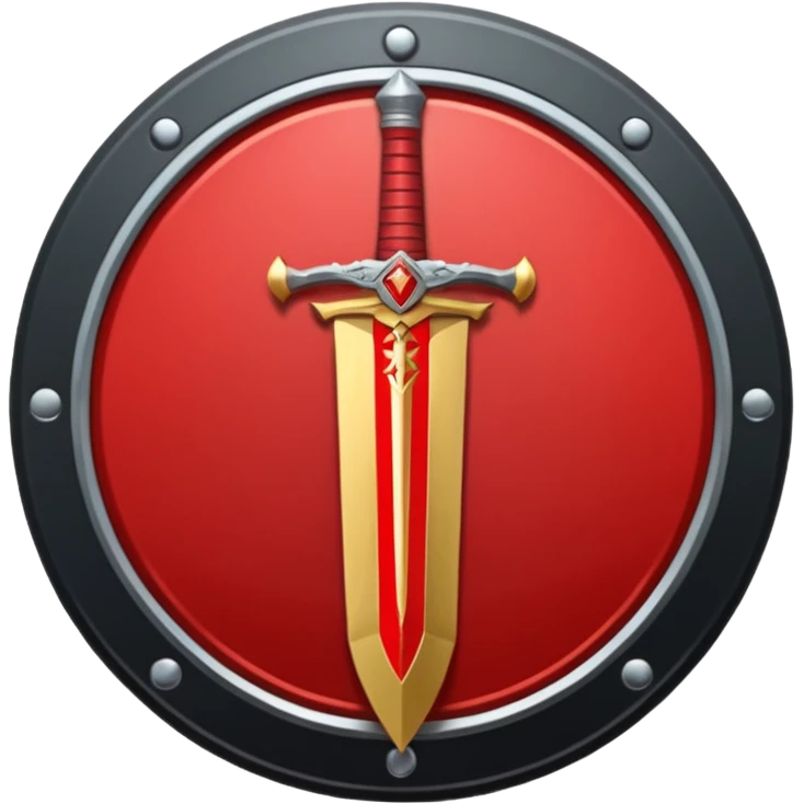 Make an mmo rpg red sword class icon inside of a round emblem emoji
