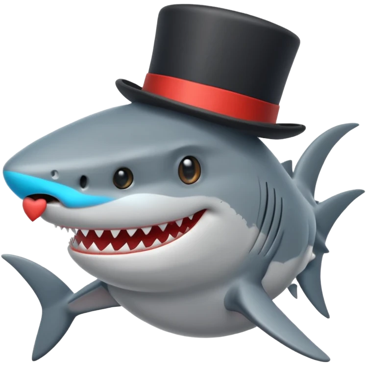 Shark with a top hat emoji
