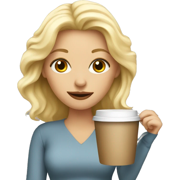 Blonde woman with coffee cup emoji
