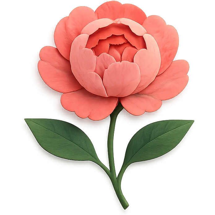 paper craft style peony flower emoji