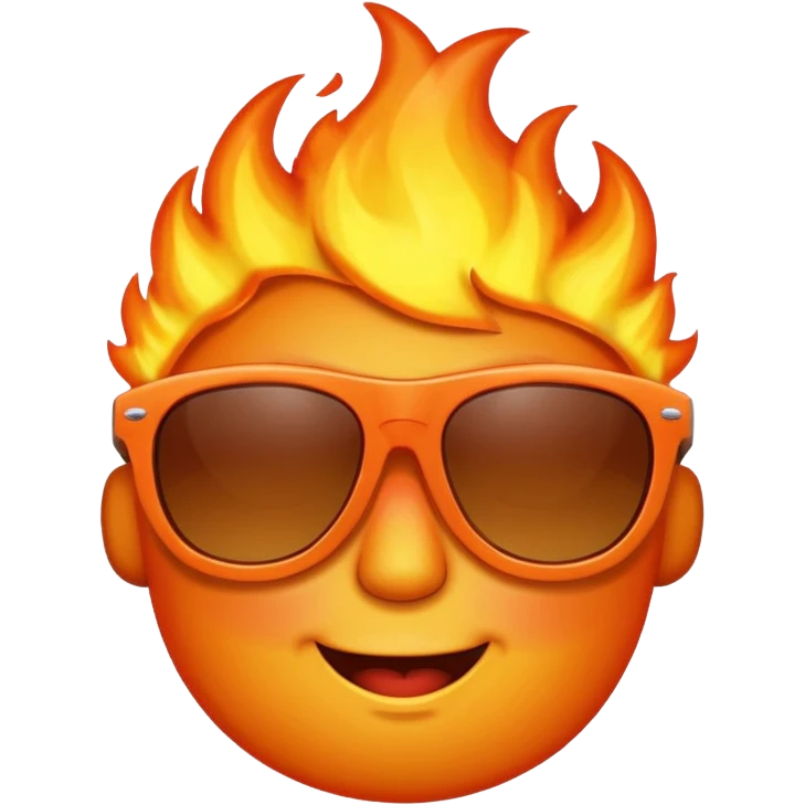 Make a fire emoji with sunglasses emoji