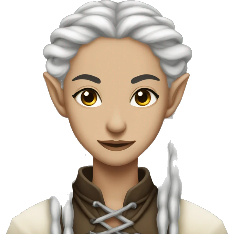 Cottage core dark elf with long braids emoji