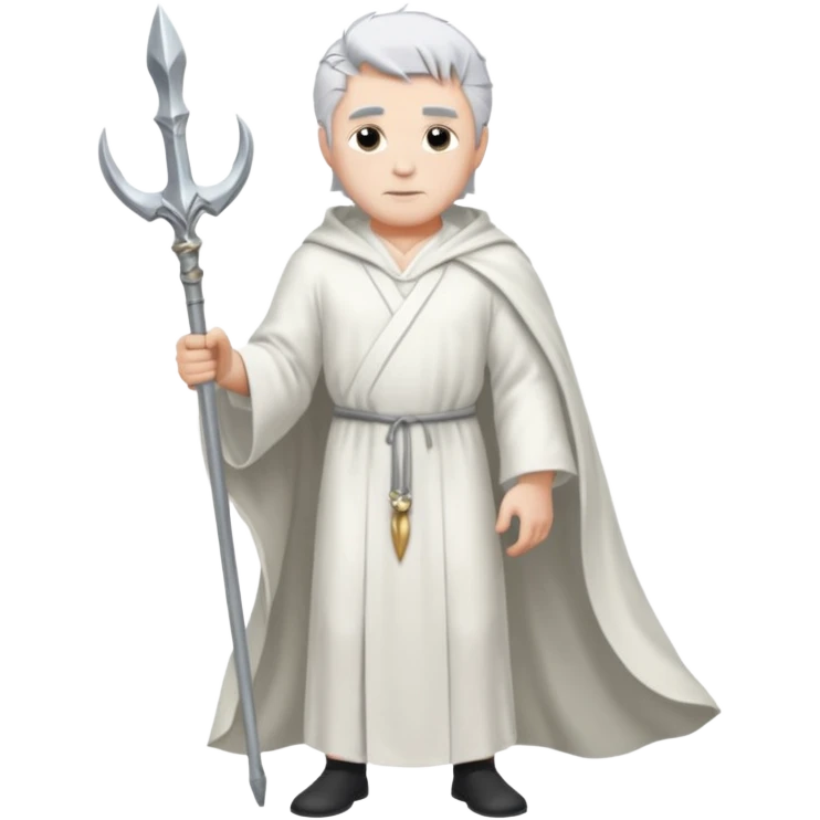 fullbody silverhair god ZEUS, white robe over shoulder, without trident emoji