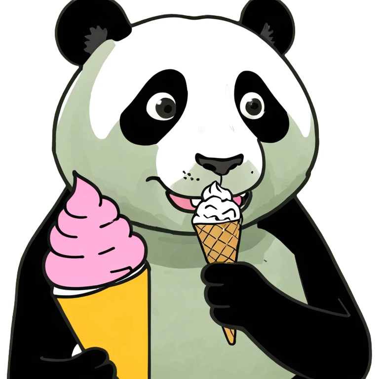 Panda eating ice cream emoji