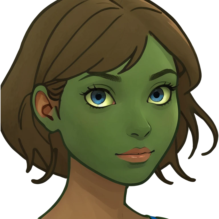 a girl with brown hair and blue eyes and tan skin emoji