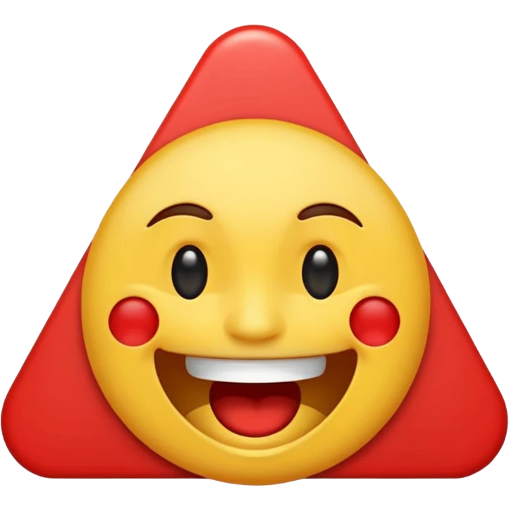 playful emoji where a red triangle is superimposed diagonally across a laughing emoji, splitting the face in half with the triangle emoji
